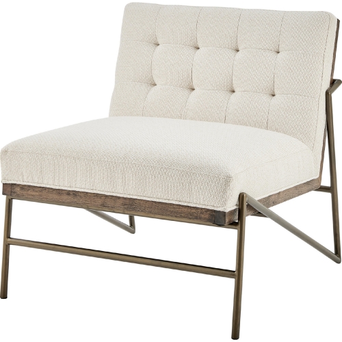 Marlow Accent Chair in Tufted Cream Fabric & Bronze Steel